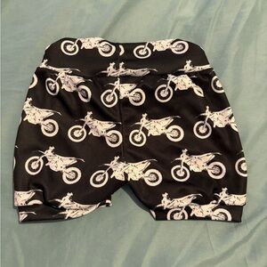Black and White Motorcycle Print Shorts